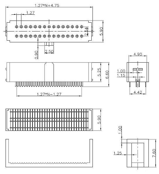     ()  DS1016-01-XX (IDC1.27x2.54-XXF),  1.27x2.54 