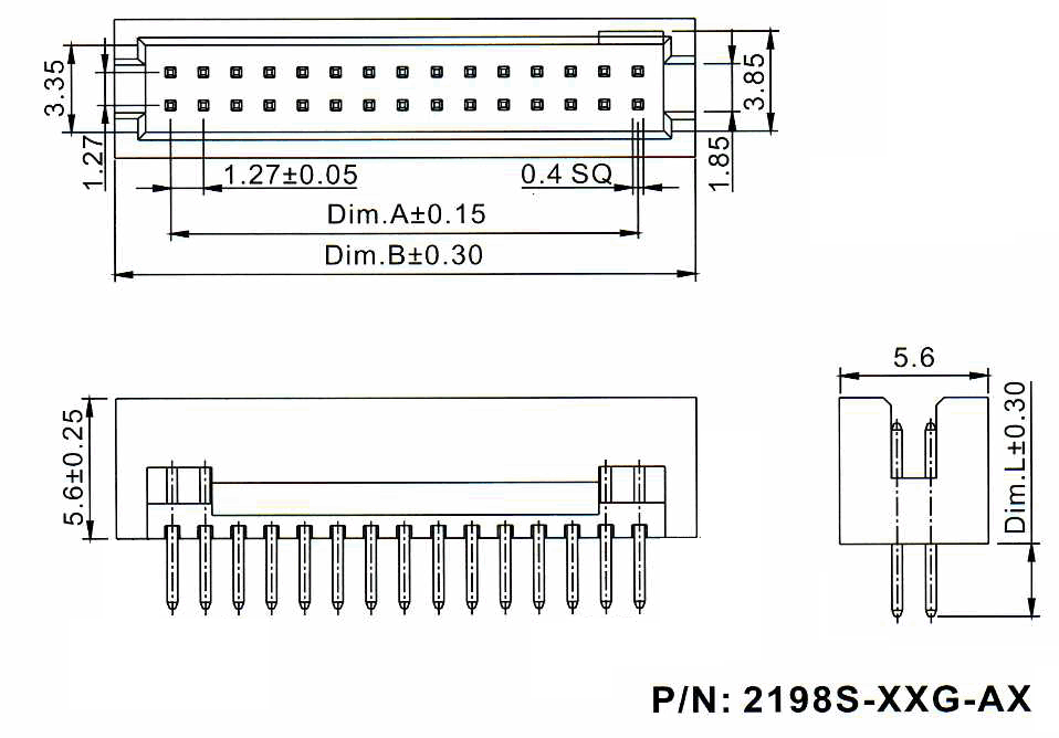           2198S-XXG-AX (BH1.27-XX-2),  1,27 x 1,27 ,      IDC