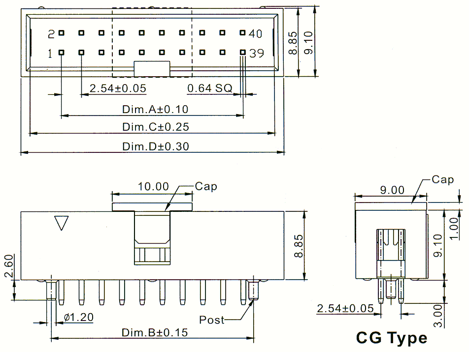 2316S-XXG-CG (BH-XX) ,            ,  2,54  x 2,54,      IDC