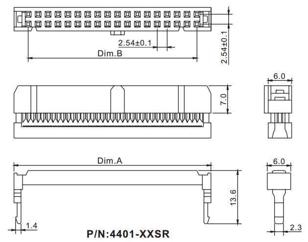4401-XXSR (IDC-XX) ,     (),  2,54  x 2,54,      IDC