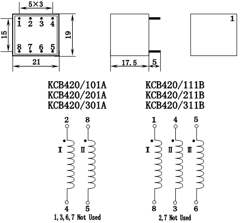 KCB Series Thyristor Triggering Transformers, (KCB420/101A), 