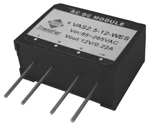VAS2.5, Mini-Size Single-Output Vertical SIP Series, 
