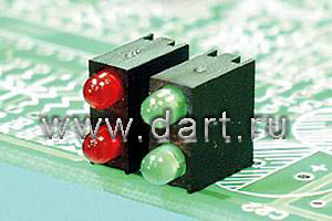 LED-306(A) Угловые держатели двух круглых 3мм светодиодов на плату