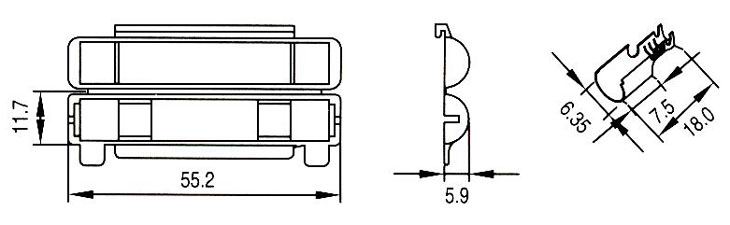 CQ-209F1, Держатели предохранителей на провод D6,3x32мм и 6,3x30мм (1/4x1-1/4)