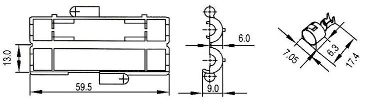CQ-209F4, Держатели предохранителей на провод D6,3x32мм и 6,3x30мм (1/4x1-1/4)