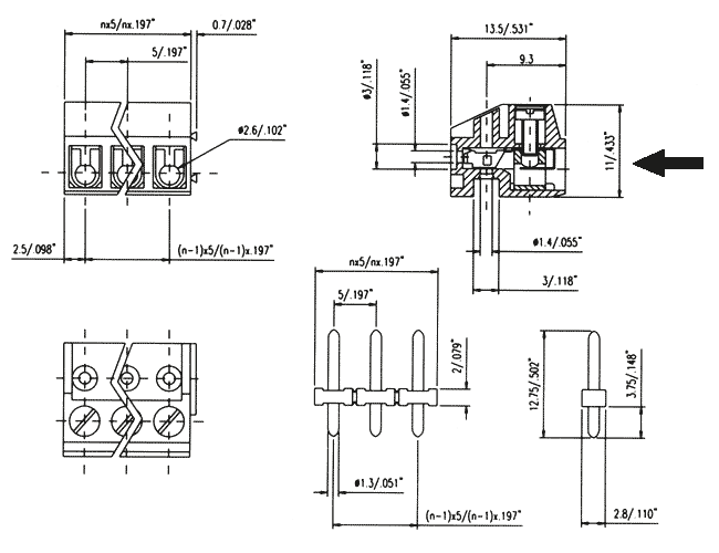Серия 320/321, Клеммная колодка для печатных плат со съемными выводами на отдельльной колодке