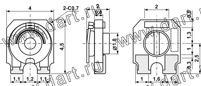 A0402N82A1, Резисторы подстроечные для поверхностного монтажа (серия Чип-триммеры, O 8мм), Резисторы переменные/подстроечные