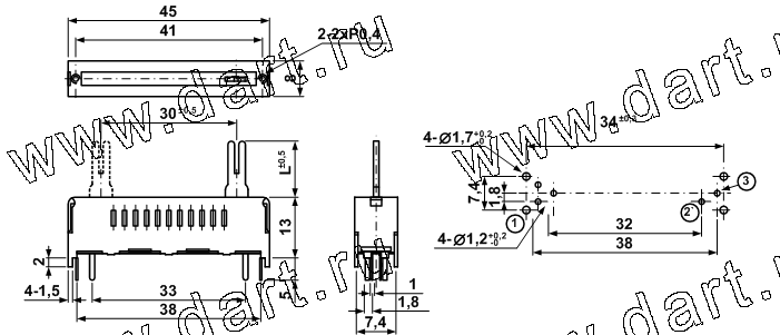 SV-306G: резистор переменный (потенциометр) ползункового (движкового) типа (серия Normal SV)