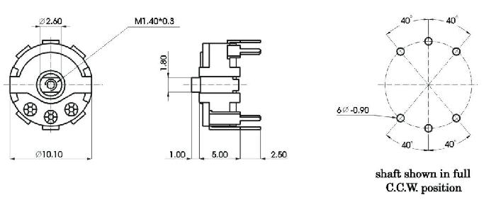 Резисторы переменные (потенциометры) роторного типа - серия 10 мм
