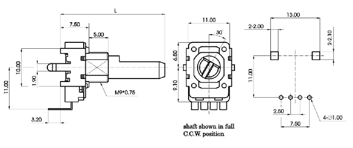R1112N-_D1-, Потенциометры роторного типа 11 мм, Резисторы переменные (потенциометры) роторного типа 11 мм