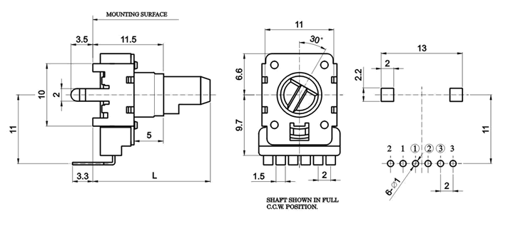 R1115G-_D1-, Потенциометры роторного типа 11 мм, Резисторы переменные (потенциометры) роторного типа 11 мм