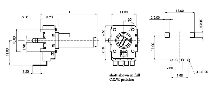 R1116N-_D1-, Потенциометры роторного типа 11 мм, Резисторы переменные (потенциометры) роторного типа 11 мм