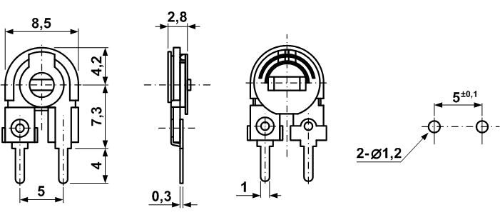 R-082, Триммеры пленочные углеродистые (серия 8мм), Резисторы переменные/подстроечные