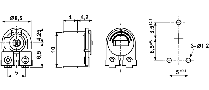 R-085, Триммеры пленочные углеродистые (серия 8мм), Резисторы переменные/подстроечные