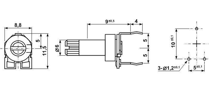 R-805SX, Триммеры керамические/металлизированные (серия 8мм), Резисторы переменные/подстроечные