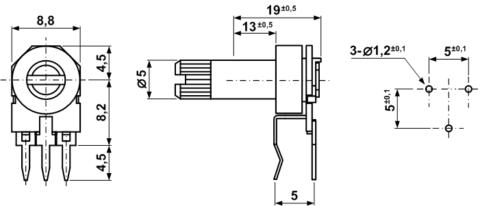 R-855SX, Триммеры керамические/металлизированные (серия 8мм), Резисторы переменные/подстроечные