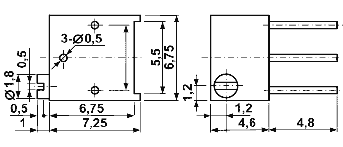 WIW1015-P, Серия WIW1015 (3266) 6 мм, Резисторы переменные/подстроечные