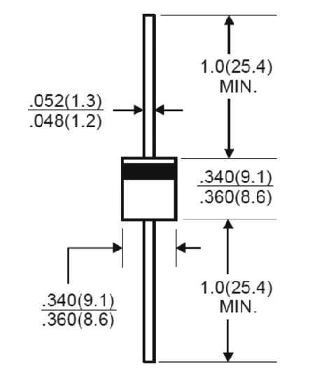 Быстродействующий ключевой диод 1000V / 6.0A / 500нс  в корпусе R-6