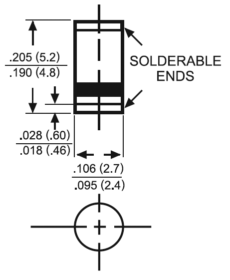 Высокоэффективный диод 400V / 1A / 50нс для поверхностного (SMD) монтажа  в корпусе SM-1 (DO-213AB)