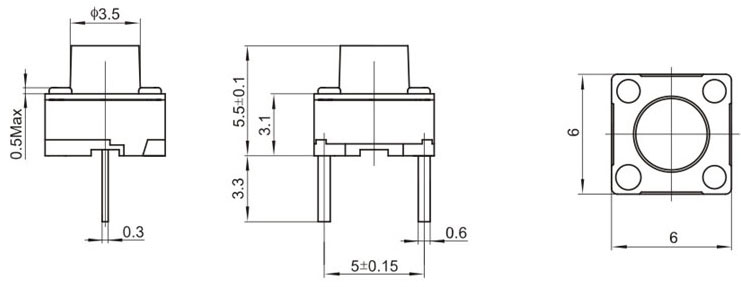TS66HDJ-2, 6x6 short legs touch,   (TACT)