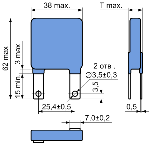 Варисторы дисковые металлооксидные с номинальными размерами 34x34 мм