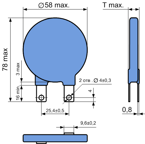 Варисторы дисковые металлооксидные с номинальным диаметром 53 мм